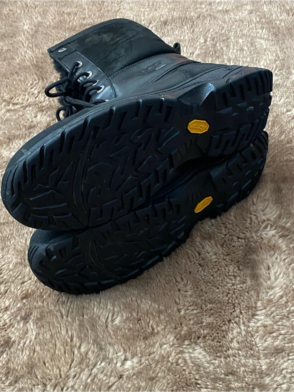 UGG Black Waterproof Lace-Up Snow Boots for Men